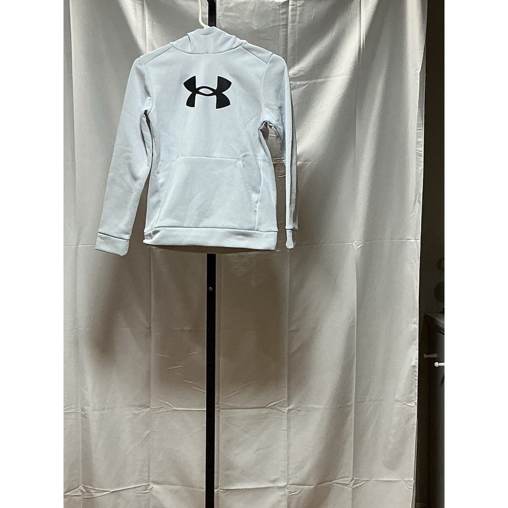 Under Armour Boys Youth M Armour Fleece Big Logo Hoodie Gray Black NWT